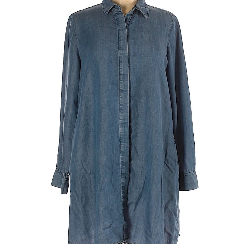 Joan Vass Women's sz S casual shirtdress denim